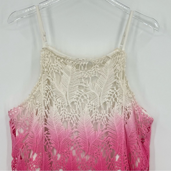 Cato pink dip dye crochet lace overlay spaghetti strap cami top - Picture 2 of 8